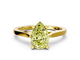 Yellow gold Fancy Yellow Pear  Solitaire Diamond Ring with Four-Prong Setting and Tapered Band 1