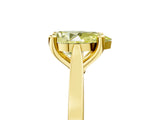 Yellow gold Fancy Yellow Pear  Solitaire Diamond Ring with Four-Prong Setting and Tapered Band