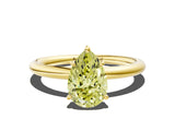 Yellow gold Fancy Yellow Pear  Solitaire Diamond Ring with Four-Prong Setting on a Plain Band_22