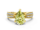 Yellow gold Fancy Yellow Pear  Solitaire Diamond Ring with Milgrain Pavé Band and Four-Prong Setting_52