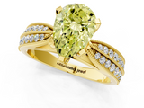 Yellow gold Fancy Yellow Pear  Solitaire Diamond Ring with Milgrain Pavé Band and Four-Prong Setting_53