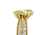 Yellow gold Fancy Yellow Pear  Solitaire Diamond Ring with Milgrain Pavé Band and Four-Prong Setting_57