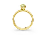 Yellow gold Fancy Yellow Pear  Solitaire Diamond Ring with Milgrain and Black Enamel X Pattern Band_190