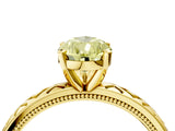 Yellow gold Fancy Yellow Pear  Solitaire Diamond Ring with Milgrain and Black Enamel X Pattern Band_191