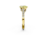 Yellow gold Fancy Yellow Pear  Solitaire Diamond Ring with Pavé Band and Four-Prong Setting_66