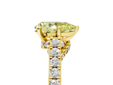 Yellow gold Fancy Yellow Pear  Solitaire Diamond Ring with Pavé Band and Four-Prong Setting_69