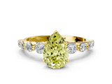 Yellow gold Fancy Yellow Pear  Solitaire Diamond Ring with Pave Band and Four-Prong Setting_148