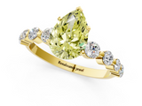 Yellow gold Fancy Yellow Pear  Solitaire Diamond Ring with Pave Band and Four-Prong Setting_149
