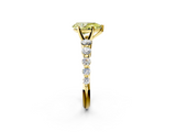 Yellow gold Fancy Yellow Pear  Solitaire Diamond Ring with Pave Band and Four-Prong Setting_150
