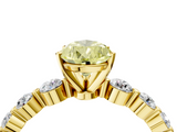 Yellow gold Fancy Yellow Pear  Solitaire Diamond Ring with Pave Band and Four-Prong Setting_152