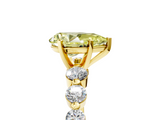 Yellow gold Fancy Yellow Pear  Solitaire Diamond Ring with Pave Band and Four-Prong Setting_153
