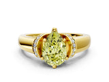 Yellow gold Fancy Yellow Pear  Solitaire Diamond Ring with Pave Band and Six-Prong Setting_32