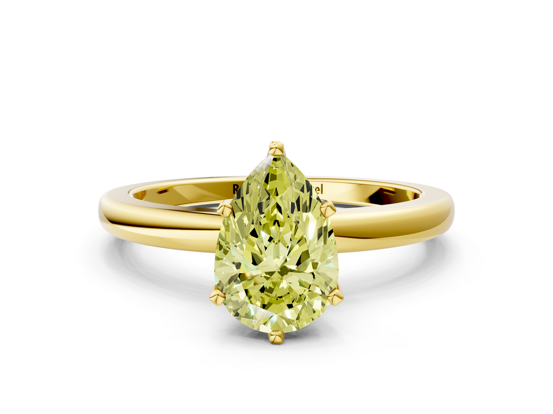 Yellow gold Fancy Yellow Pear  Solitaire Diamond Ring with Six-Prong Setting on a Classic Band_3