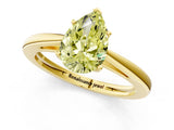 Yellow gold Fancy Yellow Pear  Solitaire Diamond Ring with Split Shank and Four-Prong Setting_13
