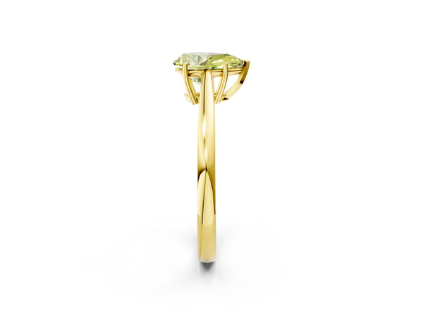 Yellow gold Fancy Yellow Pear  Solitaire Diamond Ring with Split Shank and Four-Prong Setting