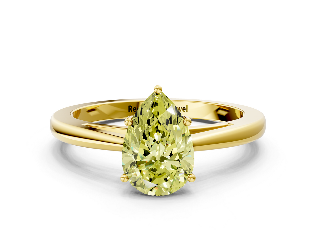 Yellow gold Fancy Yellow Pear  Solitaire Diamond Ring with Split Shank and Four-Prong Setting_20
