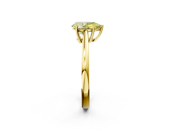Yellow gold Fancy Yellow Pear  Solitaire Diamond Ring with Split Shank and Four-Prong Setting