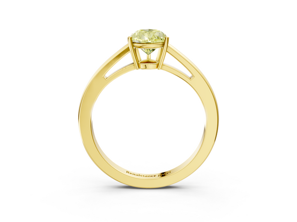 Yellow gold Fancy Yellow Pear  Solitaire Diamond Ring with Split Shank and Four-Prong Setting