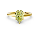 Yellow gold Fancy Yellow Pear  Solitaire Diamond Ring with Thin Band and Four-Prong Setting_3