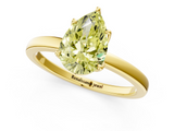 Yellow gold Fancy Yellow Pear  Solitaire Diamond Ring with Thin Band and Four-Prong Setting_4