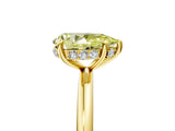 Yellow gold Fancy Yellow Pear  Solitaire Diamond Ring with a Classic Band and Four-Prong Setting