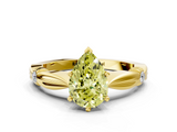 Yellow gold Fancy Yellow Pear  Solitaire Diamond Twisted Band with Four-Prong Setting_60