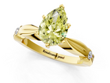 Yellow gold Fancy Yellow Pear  Solitaire Diamond Twisted Band with Four-Prong Setting_61