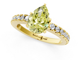 Yellow gold Fancy Yellow Pear  Solitaire Diamond with Pavé Band and Four-Prong Setting_64