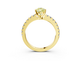 Yellow gold Fancy Yellow Pear  Solitaire Diamond with Pavé Band and Four-Prong Setting_66