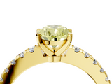 Yellow gold Fancy Yellow Pear  Solitaire Diamond with Pavé Band and Four-Prong Setting_67