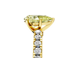 Yellow gold Fancy Yellow Pear  Solitaire Diamond with Pavé Band and Four-Prong Setting_68
