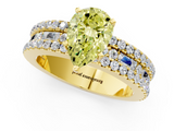Yellow gold Fancy Yellow Pear  Solitaire Diamond with Pave and Channel Set Band_56