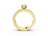 Yellow gold Fancy Yellow Pear  Solitaire Diamond with Pave and Channel Set Band_58