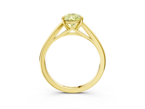 Yellow gold Fancy Yellow Pear  Solitaire Engagement Ring with Four-Prong Setting and Classic Band