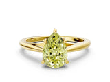 Yellow gold Fancy Yellow Pear  Solitaire Engagement Ring with Four-Prong Setting and Classic Band