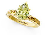 Yellow gold Fancy Yellow Pear  Solitaire Engagement Ring with Scrollwork Band and Four-Prong Setting_104
