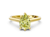Yellow gold Fancy Yellow Pear  Solitaire Engagement Ring with Six-Prong Setting and Classic Band