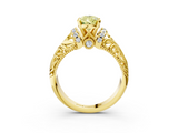 Yellow gold Fancy Yellow Pear  Solitaire Filigree Engagement Ring with Halo and Prong Setting_77