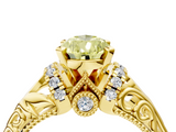 Yellow gold Fancy Yellow Pear  Solitaire Filigree Engagement Ring with Halo and Prong Setting_78