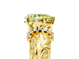 Yellow gold Fancy Yellow Pear  Solitaire Filigree Engagement Ring with Halo and Prong Setting_79