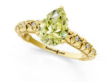 Yellow gold Fancy Yellow Pear  Solitaire Floral Milgrain Engagement Ring_32