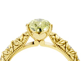 Yellow gold Fancy Yellow Pear  Solitaire Floral Milgrain Engagement Ring_35