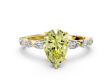 Yellow gold Fancy Yellow Pear  Solitaire Marquise Side Stone Prong Setting Ring_44