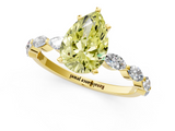Yellow gold Fancy Yellow Pear  Solitaire Marquise Side Stone Prong Setting Ring_45