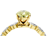 Yellow gold Fancy Yellow Pear  Solitaire Marquise Side Stone Prong Setting Ring_48
