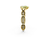 Yellow gold Fancy Yellow Pear  Solitaire Milgrain Diamond Engagement Ring with Bezel and Marquise Band_114