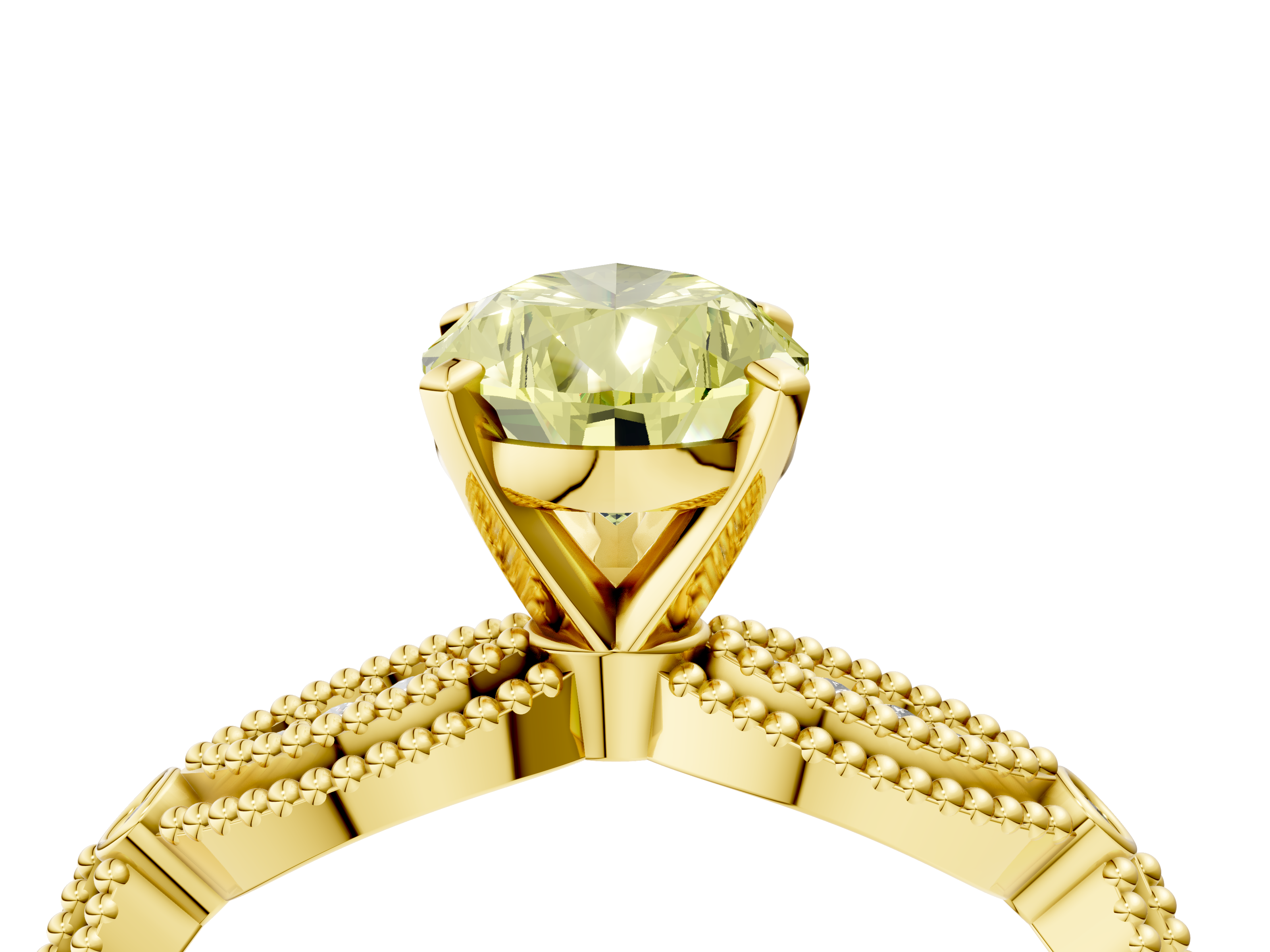 Yellow gold Fancy Yellow Pear  Solitaire Milgrain Diamond Engagement Ring with Bezel and Marquise Band_116