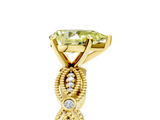 Yellow gold Fancy Yellow Pear  Solitaire Milgrain Diamond Engagement Ring with Bezel and Marquise Band_117