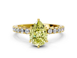 Yellow gold Fancy Yellow Pear  Solitaire Pavé Band with Four-Prong Setting_152
