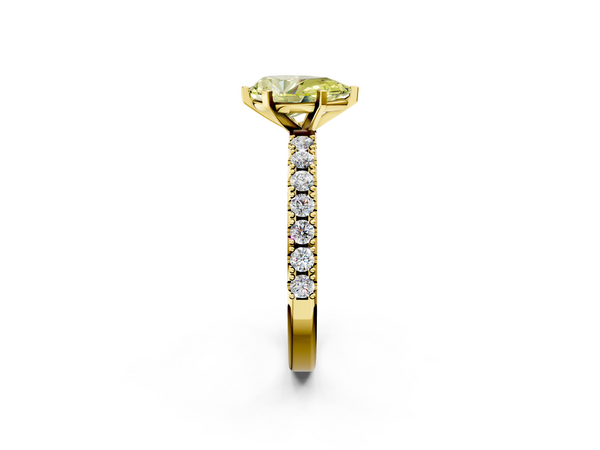Yellow Gold Pear-Shaped Pave Solitaire Engagement Ring Setting for Fancy Yellow Center